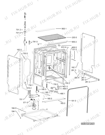 Схема №3 ADPS 1331 WH с изображением Панель для посудомойки Whirlpool 480140103148