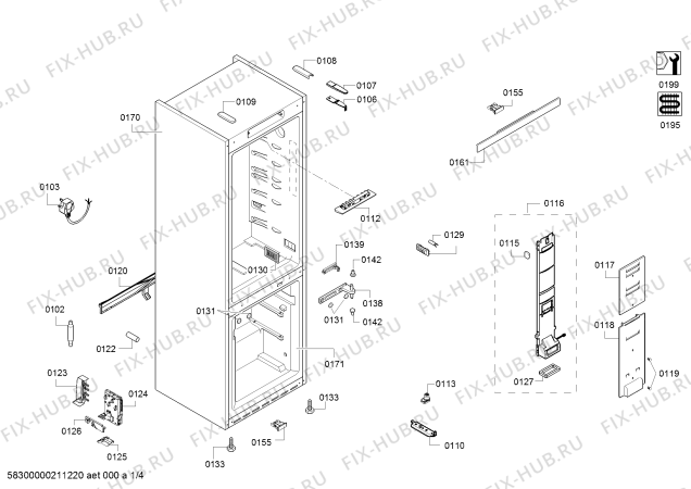 Схема №1 KGN49EI4P Bosch с изображением Дверь для холодильника Bosch 00718507