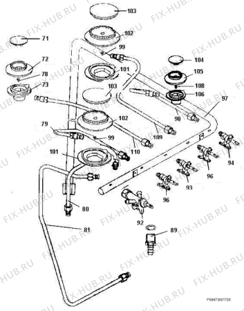 Взрыв-схема плиты (духовки) Zanussi ZC5500G - Схема узла Section 6