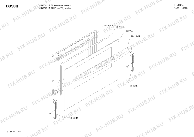Схема №3 HSW232AEU с изображением Панель управления для плиты (духовки) Bosch 00362158
