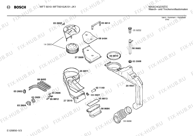 Взрыв-схема стиральной машины Bosch WFT6010JK WFT6010 - Схема узла 03