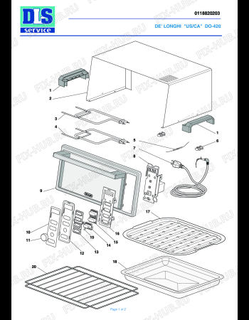 Схема №1 DO420 с изображением Холдер для плиты (духовки) DELONGHI 6911810118