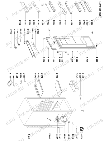 Схема №1 WME1663 DFC W с изображением Дверца для холодильной камеры Whirlpool 481010496131