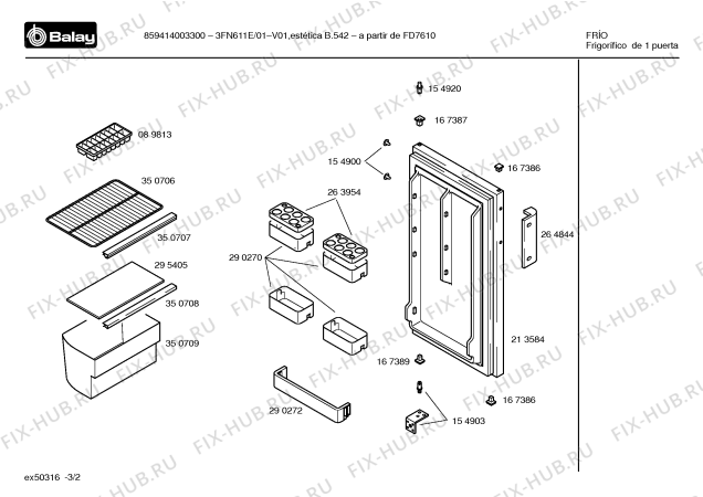 Схема №2 3FI614B с изображением Заглушка для холодильной камеры Bosch 00160683