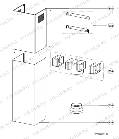 Взрыв-схема вытяжки Aeg Electrolux X59143MD0 - Схема узла Section 4