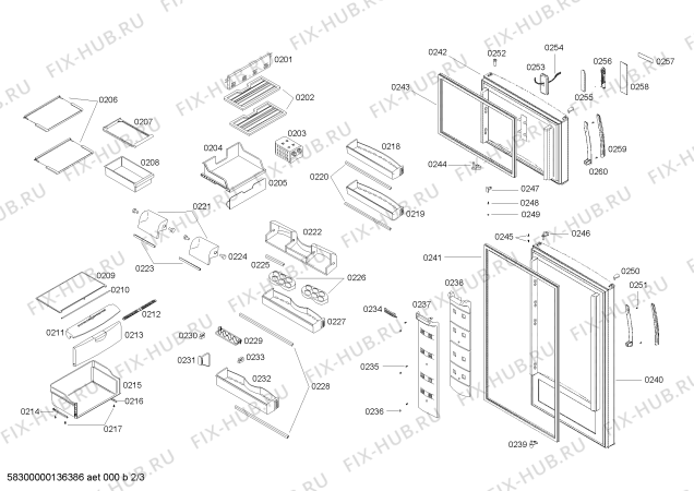 Взрыв-схема холодильника Bosch KSU407256C - Схема узла 02