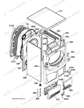 Взрыв-схема сушильной машины Aeg Electrolux LTH8040TW - Схема узла Housing 001