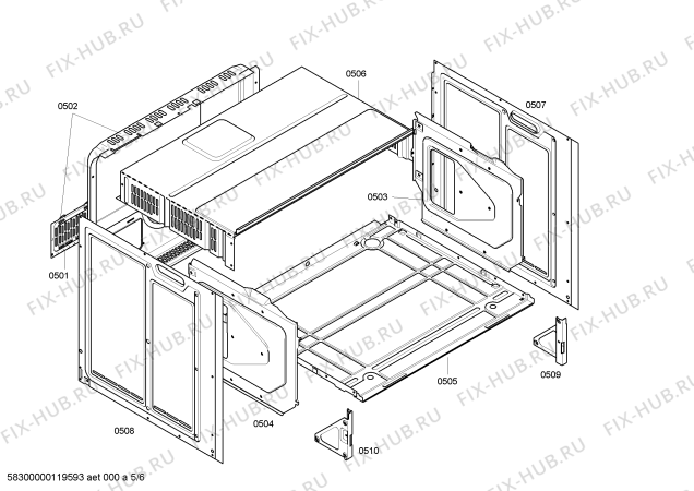 Взрыв-схема плиты (духовки) Siemens HB770560E - Схема узла 05