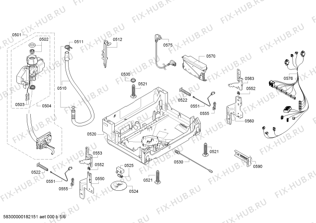 Взрыв-схема посудомоечной машины Bosch SMV40C00EU Silence - Схема узла 05