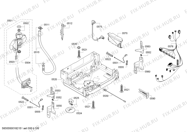 Взрыв-схема посудомоечной машины Siemens SX63D002EU - Схема узла 05