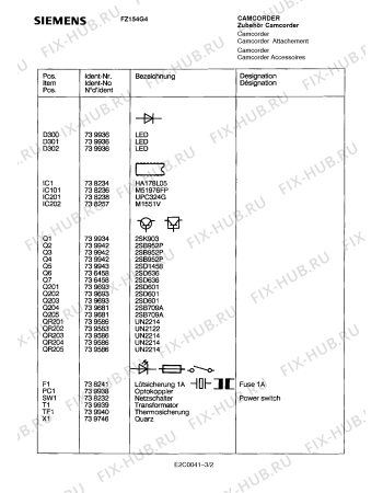 Взрыв-схема видеотехники Siemens FZ154G4 - Схема узла 02