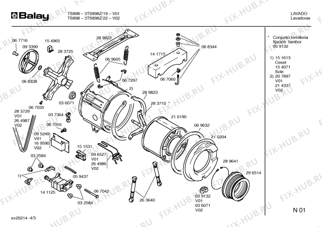 Взрыв-схема стиральной машины Balay 3TS898Z TS898 - Схема узла 03