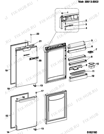 Схема №2 MBM1831VFR (F036364) с изображением Дверка для холодильной камеры Indesit C00140939