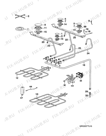 Взрыв-схема плиты (духовки) Electrolux EK6591N1   M.P ELEC. - Схема узла Electrical equipment