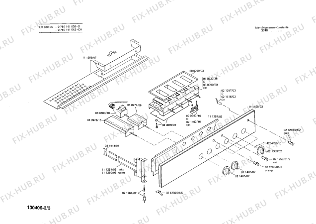 Взрыв-схема плиты (духовки) Bosch 0750141042 EH680EC - Схема узла 03