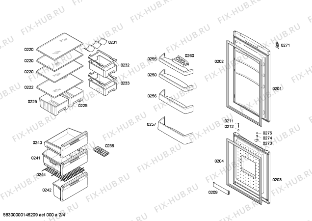 Схема №2 3KFL7854 с изображением Выдвижной ящик для холодильника Bosch 00680072