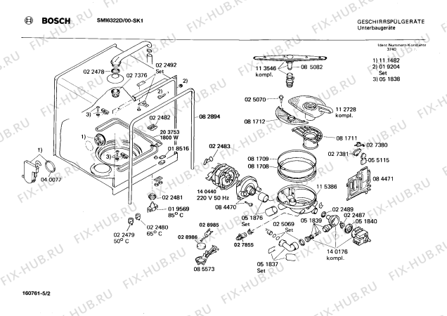 Взрыв-схема посудомоечной машины Bosch SMI6322D - Схема узла 02