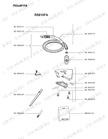 Взрыв-схема пылесоса Rowenta RS810FA - Схема узла IP002658.6P2
