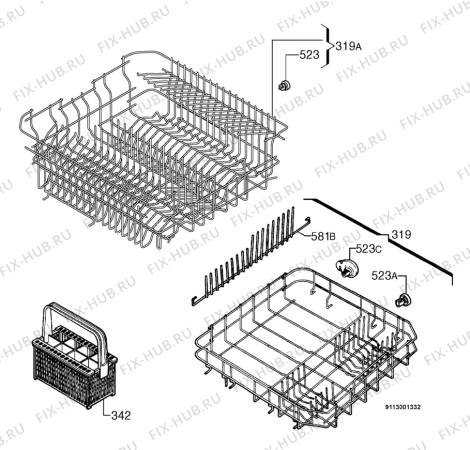 Взрыв-схема посудомоечной машины Aeg F.2603 - Схема узла Basket 160