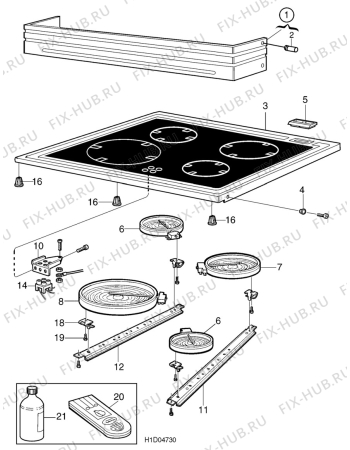 Взрыв-схема комплектующей Elektro Helios SK6137 - Схема узла H10 Hob