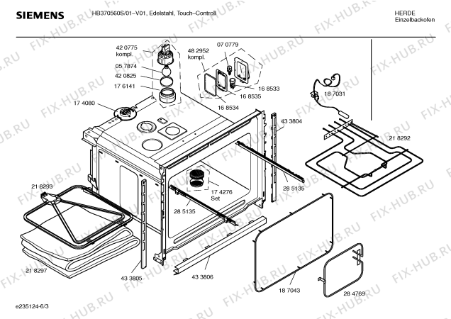 Взрыв-схема плиты (духовки) Siemens HB370560S - Схема узла 03