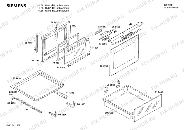 Взрыв-схема плиты (духовки) Siemens HL66140 - Схема узла 05
