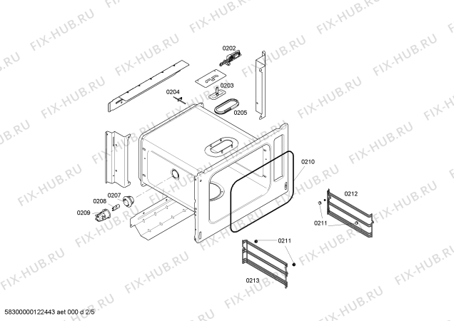 Взрыв-схема плиты (духовки) Bosch HBC26D550 - Схема узла 02