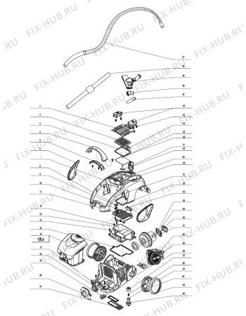 Схема №1 VCK1501BCYIII (301293, VC-T4011) с изображением Электромотор для мини-пылесоса Gorenje 291248