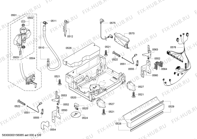 Взрыв-схема посудомоечной машины Siemens SN26M895GC Extraklasse made in Germany - Схема узла 05