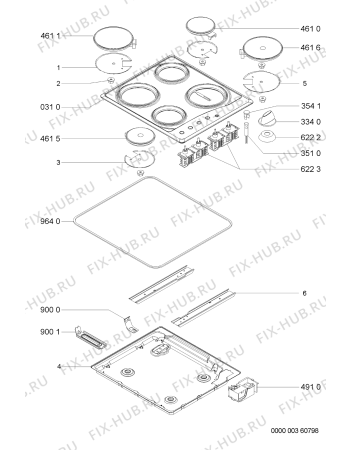 Схема №1 G2PHE6WH (F092185) с изображением Руководство для плиты (духовки) Indesit C00360801