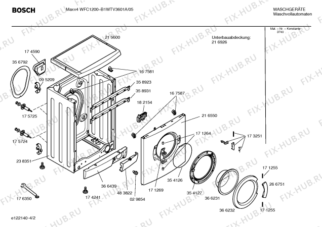 Схема №2 B1WTV3601A Maxx4 WFC1200 electronic с изображением Инструкция по установке и эксплуатации для стиральной машины Bosch 00581624