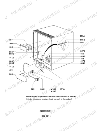 Взрыв-схема холодильника Electrolux MB601A - Схема узла Armature/fitting