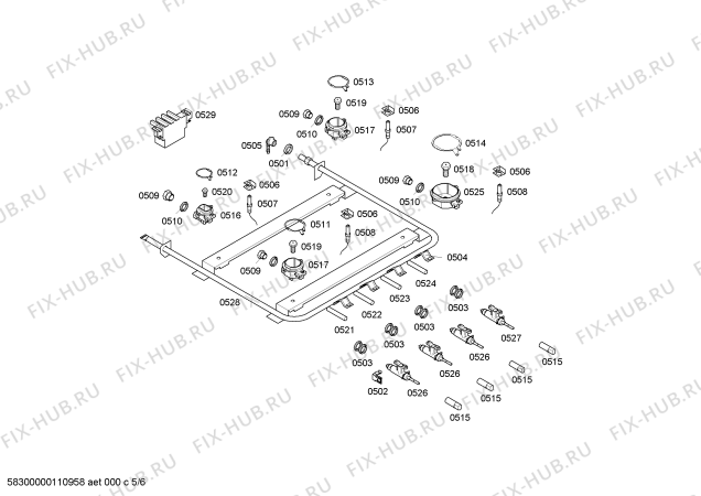 Взрыв-схема плиты (духовки) Bosch HSC14I19NF P2I MCOOK 56 PS GN - Схема узла 05