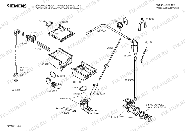 Схема №3 WM53610HU SIWAMAT XL 536 с изображением Таблица программ для стиралки Siemens 00581065