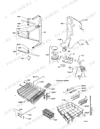 Взрыв-схема посудомоечной машины Aeg FAV5560-B - Схема узла Baskets, tubes 061