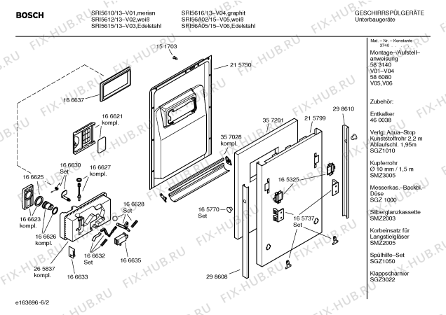 Схема №3 SRI5616 с изображением Вкладыш в панель для посудомойки Bosch 00365818