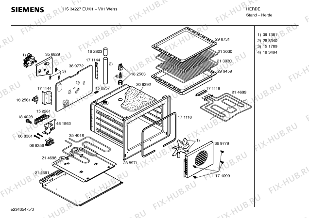 Взрыв-схема плиты (духовки) Siemens HS34227EU - Схема узла 03