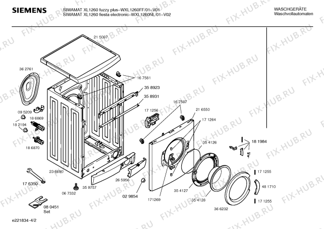 Взрыв-схема стиральной машины Siemens WXL1260FF SIWAMAT XL 1260  fuzzy plus - Схема узла 02