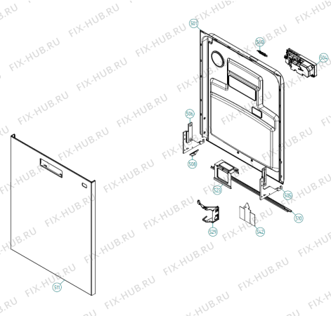 Взрыв-схема посудомоечной машины Asko D5907 EU   -White (170949, DW90.C) - Схема узла 05