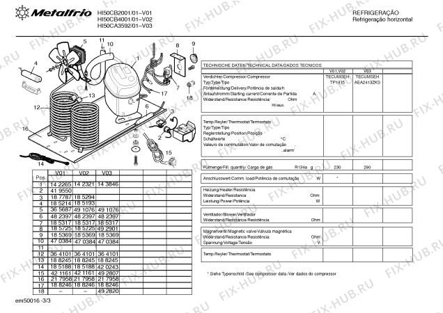 Взрыв-схема холодильника Metalfrio HI50CB2001 LINHA HORIZONTAL HI50C - Схема узла 03
