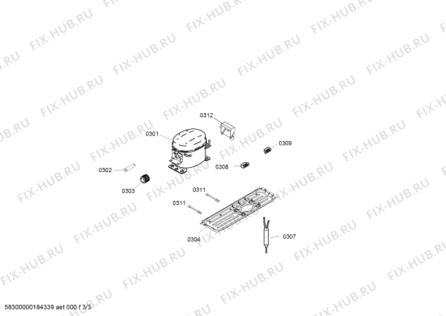 Взрыв-схема холодильника Siemens KG28FS23EC - Схема узла 03