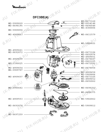 Взрыв-схема кухонного комбайна Moulinex DFC3BE(4) - Схема узла CP002956.8P3