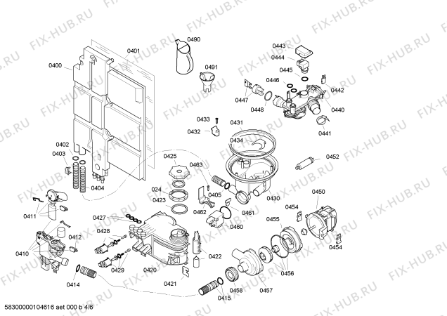 Взрыв-схема посудомоечной машины Bosch SGU45M03EU - Схема узла 04