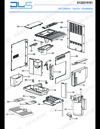 Схема №4 ESAM 6620 с изображением Панель для электрокофемашины DELONGHI 7313226551