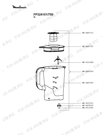 Взрыв-схема кухонного комбайна Moulinex FP324101/700 - Схема узла 0P004744.8P4