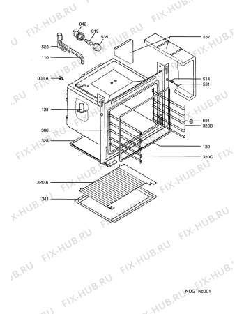 Взрыв-схема плиты (духовки) Aeg E4106-4-W (IND.) - Схема узла Oven