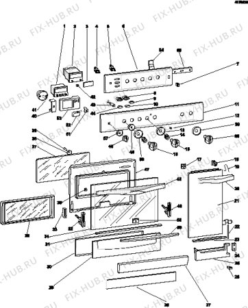 Взрыв-схема плиты (духовки) Indesit KG9404DWGSCKD (F014399) - Схема узла
