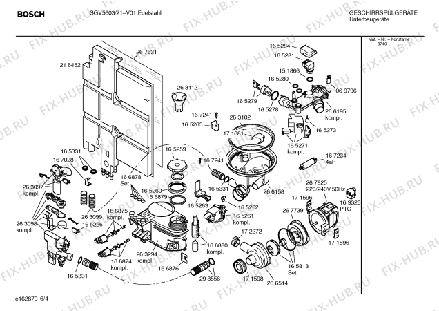 Схема №4 SGV5603 с изображением Инструкция по эксплуатации для электропосудомоечной машины Bosch 00526705