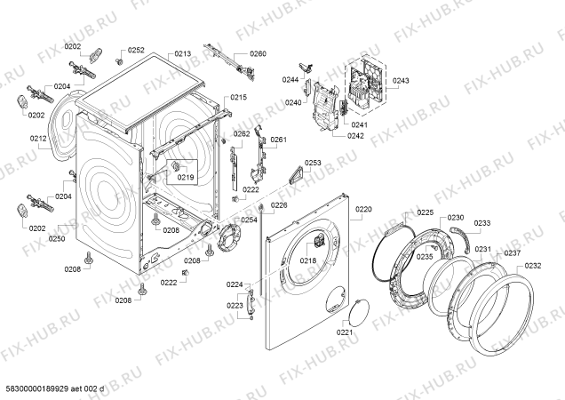 Взрыв-схема стиральной машины Bosch WAN24250IL - Схема узла 02