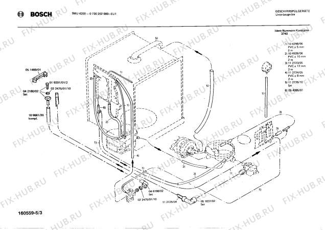Взрыв-схема посудомоечной машины Bosch 0730202660 SMU4200 - Схема узла 03
